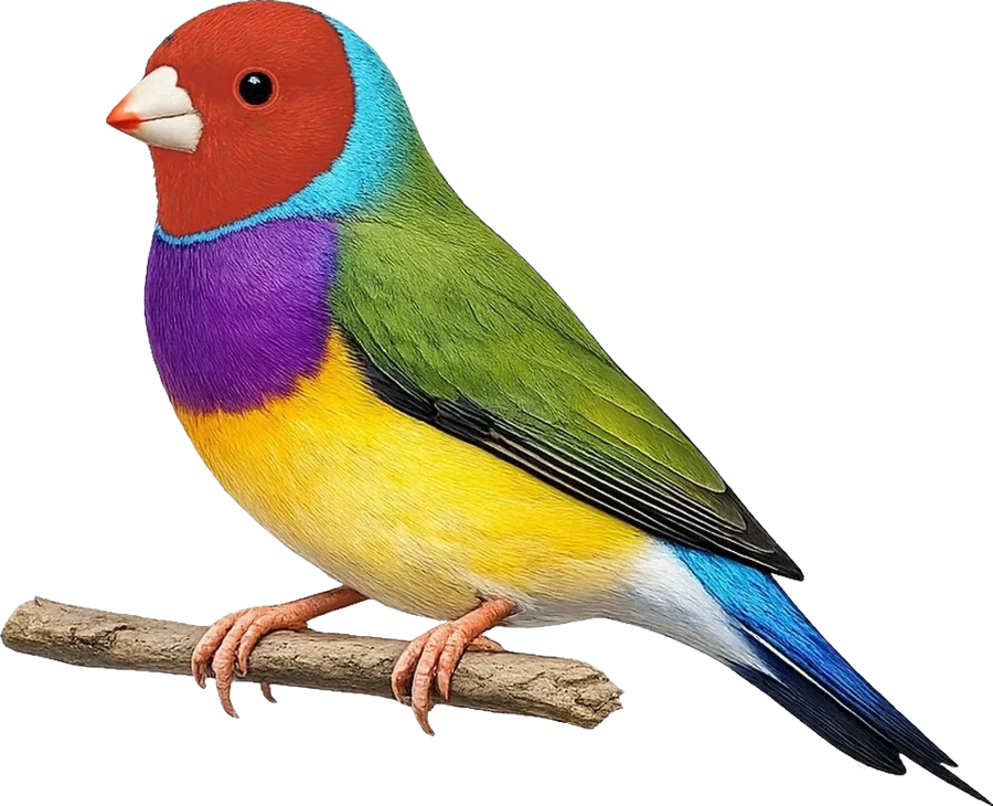 Diamant de Gould à tête rouge, illustration