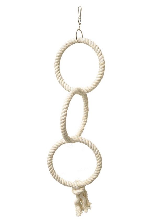 Corde 3 anneaux en Coton pour Petites perruches