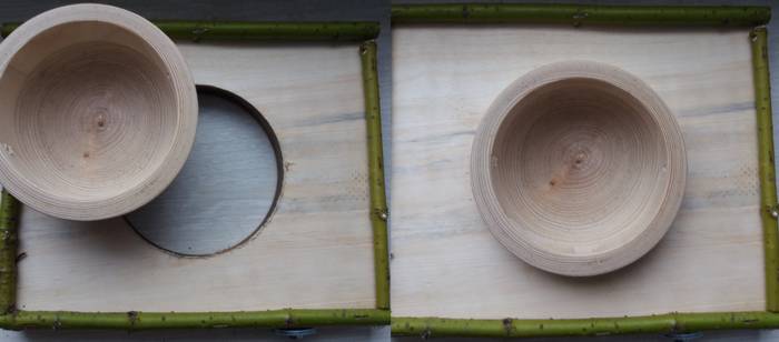 Mangeoire coupelle bois sur plateau